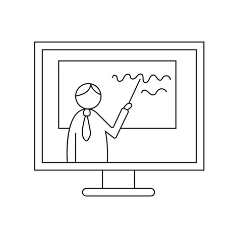 Online training. Vector illustration in doodle style. Isolated, on a white background.のイラスト素材