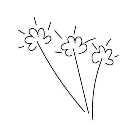 Fireworks. Vector illustration in doodle style. Isolated on white background.のイラスト素材