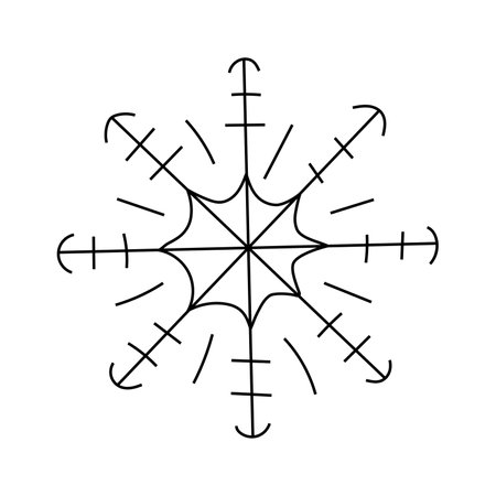 Snowflake. Vector illustration in doodle style. Isolated on white background.のイラスト素材