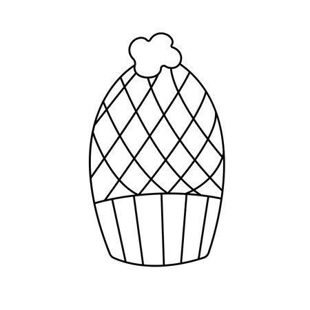 Winter hat. Vector illustration in doodle style. Isolated on white background.のイラスト素材