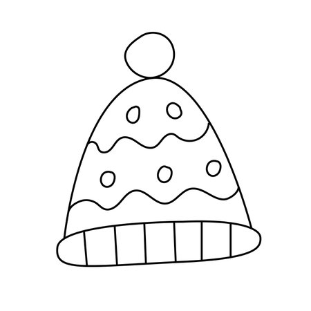 Winter hat. Vector illustration in doodle style. Isolated on white background.のイラスト素材