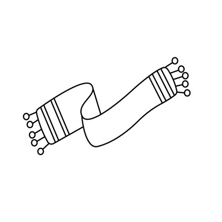 Winter scarf. Vector illustration in doodle style. Isolated on white background.のイラスト素材