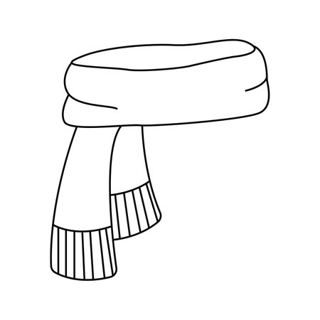 Winter scarf. Vector illustration in doodle style. Isolated on white background.のイラスト素材