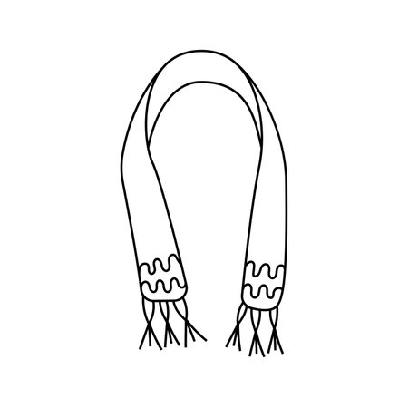 Winter scarf. Vector illustration in doodle style. Isolated on white background.のイラスト素材