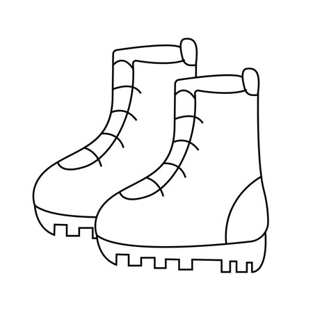 Winter shoes. Vector illustration in doodle style. Isolated on white background.のイラスト素材