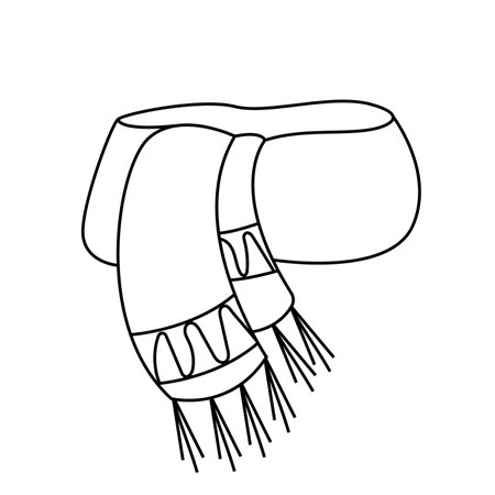 Winter scarf. Vector illustration in doodle style. Isolated on white background.のイラスト素材