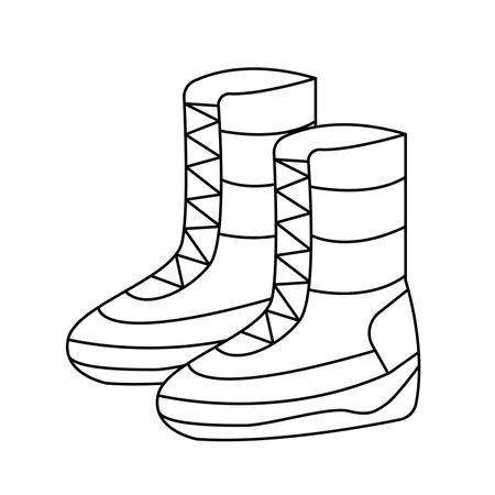 Winter shoes. Vector illustration in doodle style. Isolated on white background.のイラスト素材