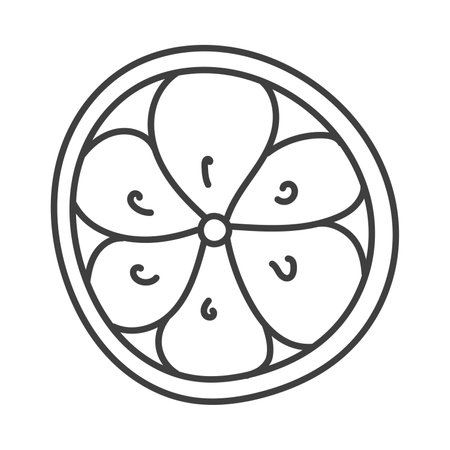 Orange slice in doodle style. Hand drawn. Isolated on a white background.のイラスト素材