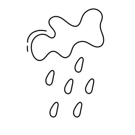 Rain cloud. Vector illustration in doodle style. Isolated on white backgroundのイラスト素材