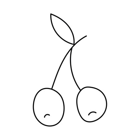 Cherry. Vector illustration in doodle style. Isolated on white background.のイラスト素材