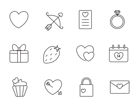 Valentine's day icon set. Vector illustration.のイラスト素材