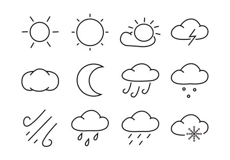 Set of vector meterology icons. Isolated on white backgroundのイラスト素材