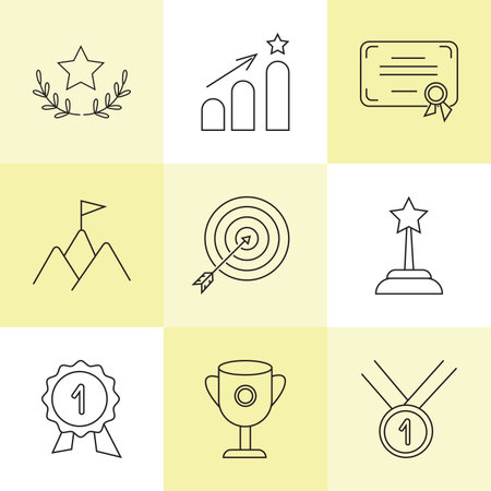Set of victory line icons. Collection of award icons. Vector illustrationのイラスト素材