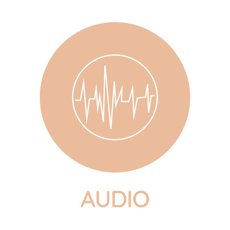 Audio icon. Vector illustration in flat style. Sound wave symbol.のイラスト素材