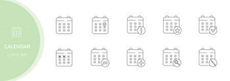Calendar.Set of vector linear icons.のイラスト素材