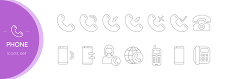Telephone. Set of linear icons.Vectorのイラスト素材