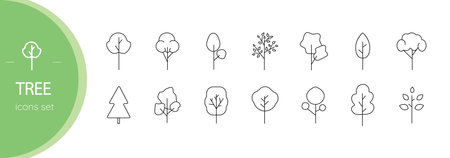 Tree. Vector linear icons setのイラスト素材