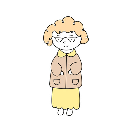 Grandmother. Vector illustration in doodle style. Isolated on white backgroundのイラスト素材