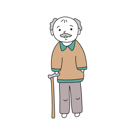 Grandfather. Vector illustration in doodle style. Isolated on white backgroundのイラスト素材