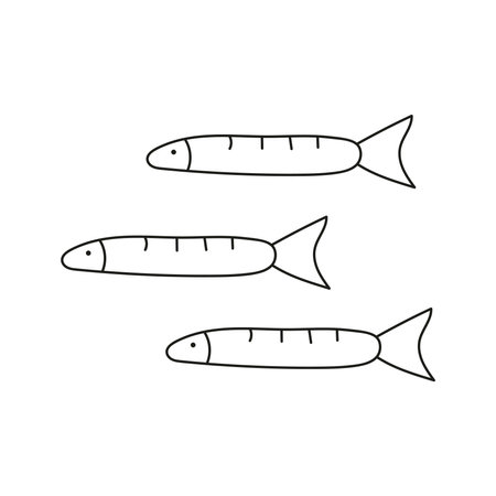 Fish. Vector illustration in doodle style. Isolated on white backgroundのイラスト素材