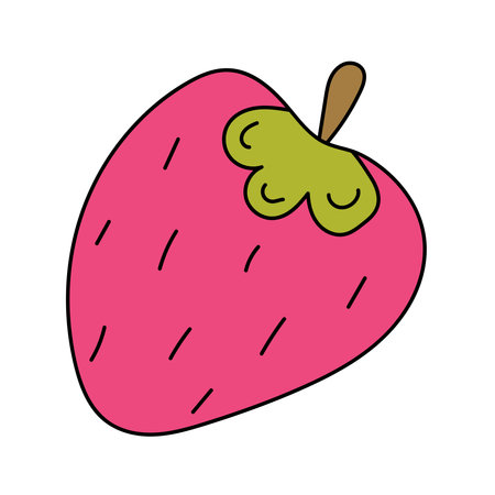 Strawberry. Vector illustration in doodle style. Isolated on white backgroundのイラスト素材