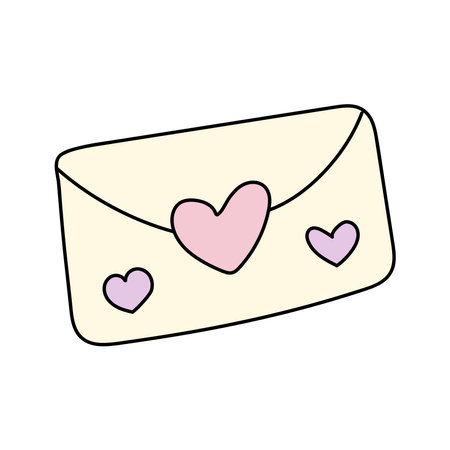 Wedding envelope. Vector illustration in doodle style.のイラスト素材