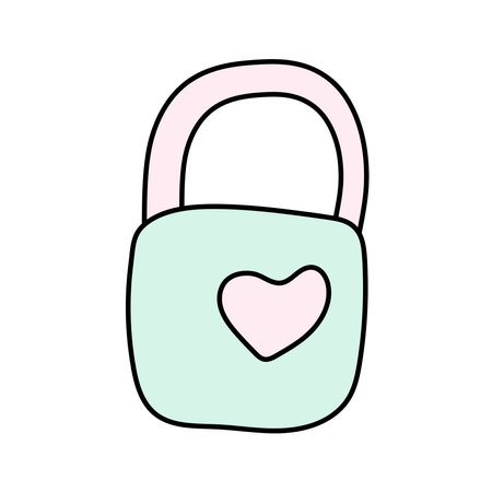 lock with a heart. Vector illustration in doodle style.のイラスト素材