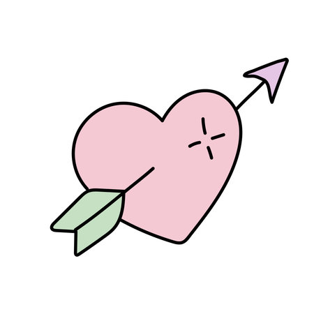 Heart with an arrow. Vector illustration in doodle style.のイラスト素材