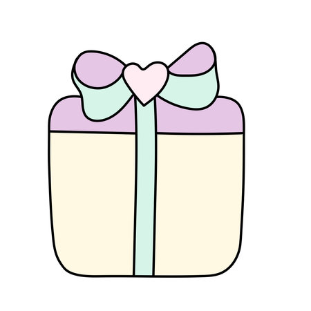 Gift box with heart. Vector illustration in doodle style.のイラスト素材
