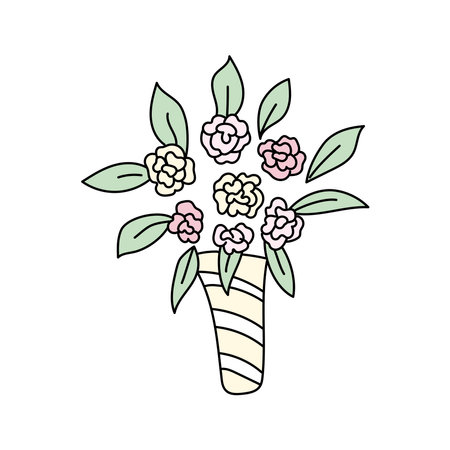 Bridal bouquet. Vector illustration in doodle style.のイラスト素材