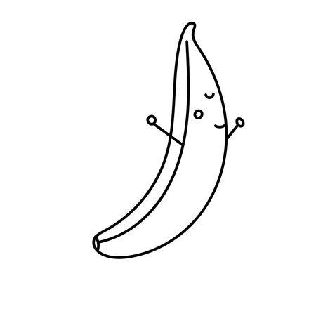 Banana cartoon. Vector illustration in doodle style.のイラスト素材