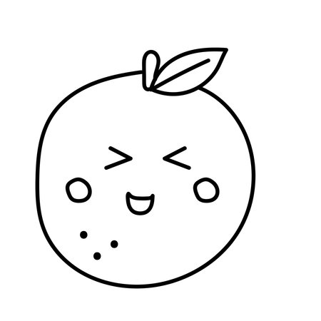 Cartoon orange. Vector illustration in doodle style.のイラスト素材
