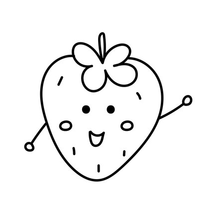 Strawberry cartoon. Vector illustration in doodle styleのイラスト素材