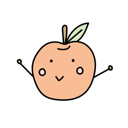 Apple cartoon. Vector illustration in doodle style.のイラスト素材