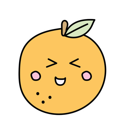 Cartoon orange. Vector illustration in doodle style.のイラスト素材