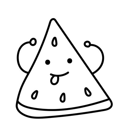 Cartoon watermelon. Vector illustration in doodle style.のイラスト素材