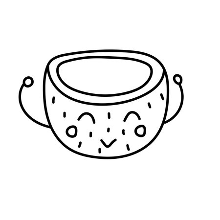 Cartoon coconut. Vector illustration in doodle style.のイラスト素材