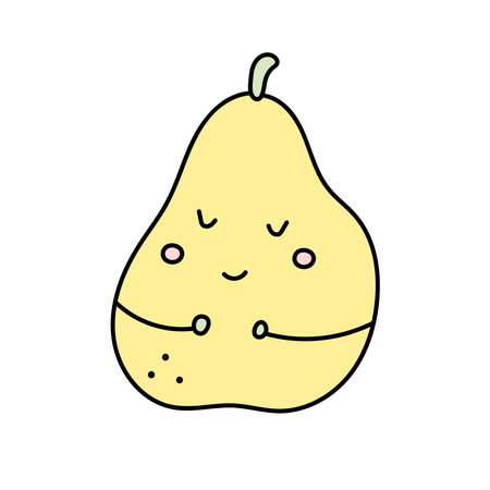 Pear cartoon. Vector illustration in doodle style.のイラスト素材