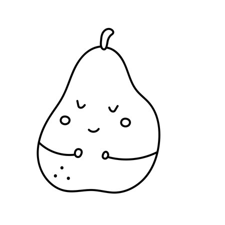 Pear cartoon. Vector illustration in doodle style.のイラスト素材
