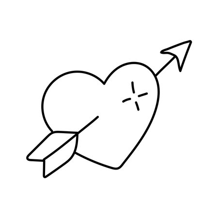 Heart with an arrow. Vector illustration in doodle style.のイラスト素材