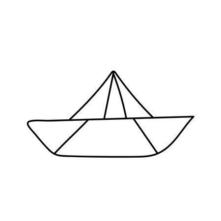 Ship in doodle style. Vector illustration. Isolated on white backgroundのイラスト素材