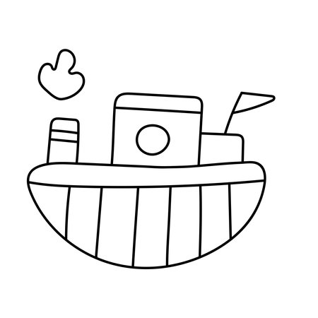 Ship in doodle style. Vector illustration. Isolated on white backgroundのイラスト素材