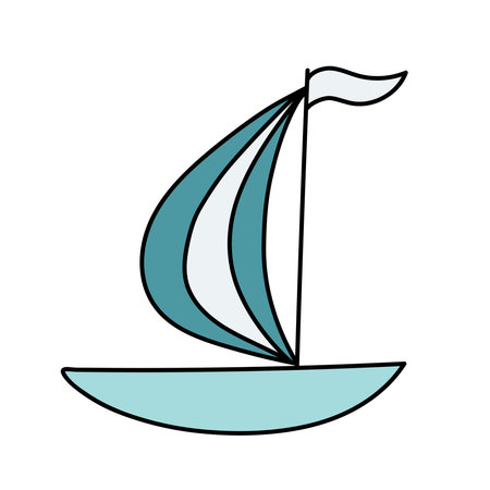 Ship in doodle style. Vector illustration. Isolated on white backgroundのイラスト素材