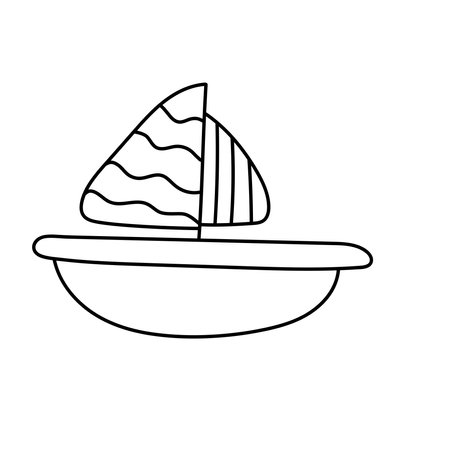 Ship in doodle style. Vector illustration. Isolated on white backgroundのイラスト素材
