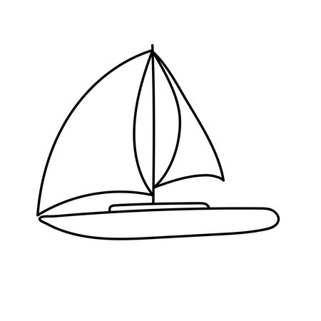 Ship in doodle style. Vector illustration. Isolated on white backgroundのイラスト素材