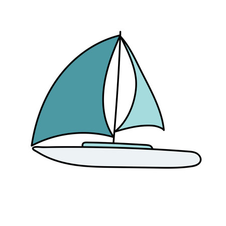 Ship in doodle style. Vector illustration. Isolated on white backgroundのイラスト素材