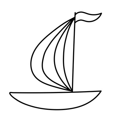 Ship in doodle style. Vector illustration. Isolated on white backgroundのイラスト素材