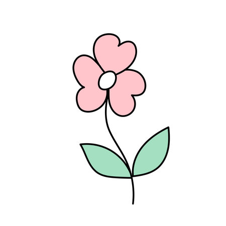 Flower in doodle style. Vector illustration isolated on white backgroundのイラスト素材