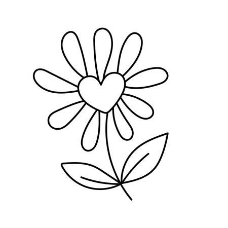 Flower in doodle style. Vector illustration isolated on white backgroundのイラスト素材