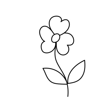Flower in doodle style. Vector illustration isolated on white backgroundのイラスト素材